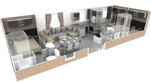 a floor plan of a living room with at MobilHome climatisé 3 chambres 2 salles de bain, camping 4 étoiles, Les Charmettes in Les Mathes