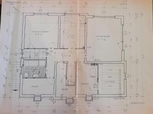 a drawing of a house on a blueprint at Ferienwohnung am Schloßpark in Melsungen