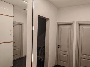 an empty hallway with two doors and a closet at Tbilisi LUXURY APARTMENT in Tbilisi City +3 photos