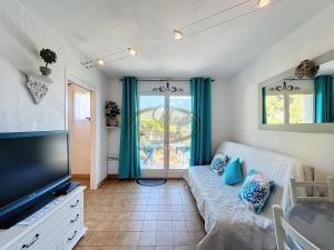 TV a/nebo společenská místnost v ubytování Appartement T2 vue mer à 600 m de la plage du Canadel