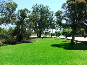 a park with green grass and trees in a park at Lazy River Motor Inn in Swan Hill