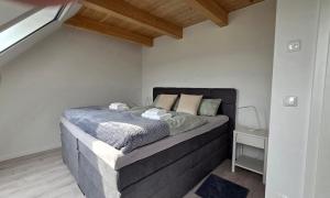 Ένα ή περισσότερα κρεβάτια σε δωμάτιο στο Ferienhaus Südgarten mit Kamin an der Ostsee