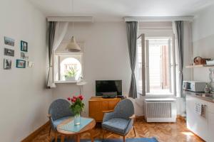 Televízia a/alebo spoločenská miestnosť v ubytovaní BudaFlats Apartments II.