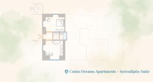 un plan d'étage de la suite signature des condos Dreams Apartments dans l'établissement Como Dreams Apartments - Serendipity Suite by Rent All Como, à Côme