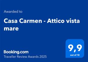 Certifikát, ocenenie alebo iný dokument vystavený v ubytovaní Casa Carmen - Attico vista mare