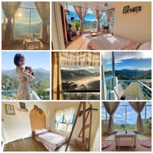 a collage of pictures of a room with a view at Shanti Homestay in Xuan An