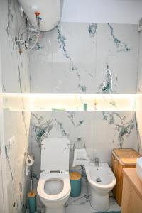 a bathroom with a toilet and a sink at Maison de jolie in Golem