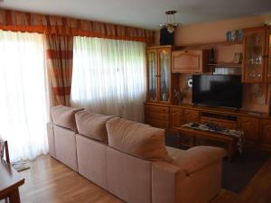 ein Wohnzimmer mit Couch und Flachbildfernseher in der Unterkunft Villa Laura in Boó de Piélagos