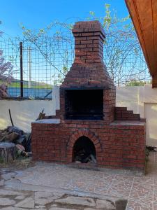 an outdoor brick oven with a brick at Salcia Pletoasa in Mahmudia