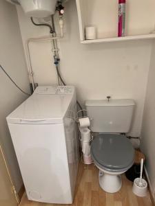 a small bathroom with a toilet and a sink at Studio cabine près de la plage in Le Lavandou