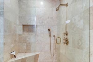 a bathroom with a shower with a glass door at 11 Mi to Downtown Napa Wine Country Cottage in Napa +23 photos