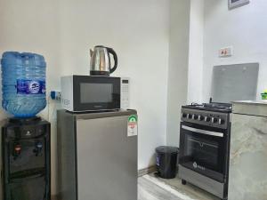 Η κουζίνα ή μικρή κουζίνα στο Tembo Homes Riverside Apartments