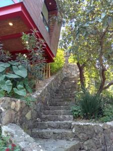 a set of stone stairs leading to a house at Tecuán-Calli in Tepoztlán +3 photos