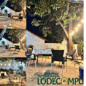 un collage di foto di un tavolo, sedie e un albero di Lodecampu ad Asunción Altre 10 foto