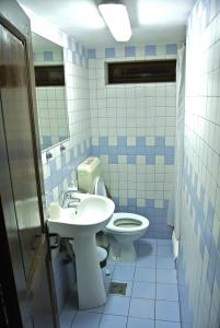 La salle de bains est pourvue de toilettes et d'un lavabo. dans l'établissement Cabana Tei, à Azuga
