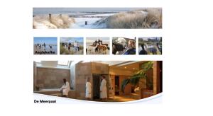 a collage of photos of a beach and a building at Stylish Suite Steps To Shore in Zoutelande +22 photos