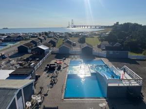an overhead view of a swimming pool at a resort at Storebælt camping in Korsør