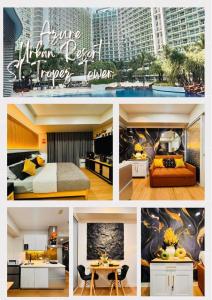 a collage of photos of a hotel room and a hotel at Condo Azure Urban Resort Paranaque in Manila