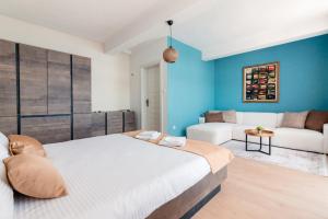 Postel nebo postele na pokoji v ubytování Konaci Manastir Sveti Stefan - Ohrid