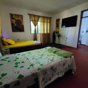 Postel nebo postele na pokoji v ubytování Baba Yaga Beach Farm House