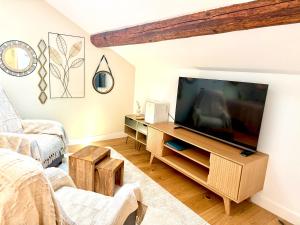 TV a/nebo společenská místnost v ubytování Hotel Les Rêveries du CLOS derrière St Jean Vignes &Spa