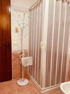 a bathroom with a shower and a sink at Appartamenti Il Sole Parghelia in Parghelia