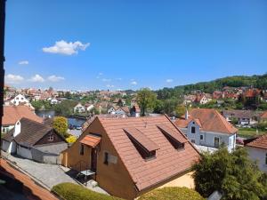 an overhead view of a house with a roof at Penzion Bluegrass in Český Krumlov +13 photos