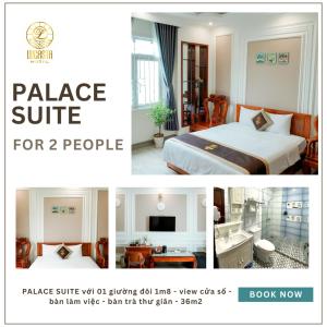 a collage of three pictures of a hotel room with a bed and a room at Lucasta Hotel in Can Tho
