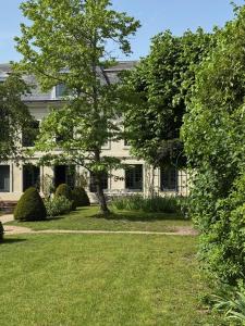 a white house with a tree in the yard at Le Vieux Manoir in Amboise