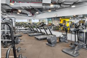 Luxury Apt DIFC, XL Layout, Pool, Gym, Skyline Viewにあるフィットネスセンターまたはフィットネス設備