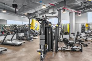 Luxury Apt DIFC, XL Layout, Pool, Gym, Skyline Viewにあるフィットネスセンターまたはフィットネス設備