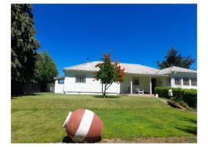 una casa con un pallone da calcio in giardino di Casa CrisLuz a Pinto Altre 6 foto
