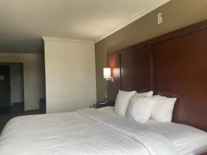 a bed with white pillows in a hotel room at Forestpark Suites in Cincinnati +2 photos