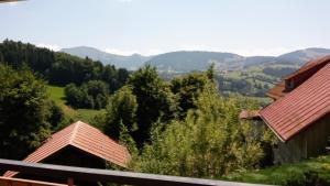 a view of the mountains from a house at "Allgäuglück", Oberstaufen in Oberstaufen