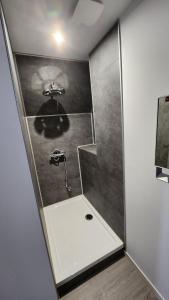 a bathroom with a shower with a sink at Appartement à Gravelines in Gravelines