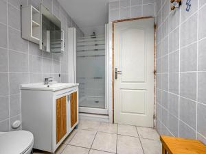 a bathroom with a toilet and a sink and a shower at Grande maison familiale à deux pas de la mer in Le Portel +57 photos