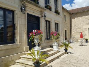 a building with two vases with flowers on the stairs at Le PALAZZO YES in Woël