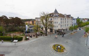 a view of a town with a large building at Hotel Aquamarin in Kühlungsborn