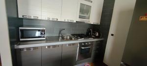 a small kitchen with a sink and a microwave at Urban 34 - station & centre in Treviso
