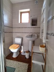 un bagno con un water e un lavandino di Le clos de bourdeilles chambre 3 avec wifi a Brantome en Perigord
