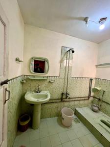 een badkamer met wastafel, douche en toilet bij Dream Guest House, Skardu in Skardu