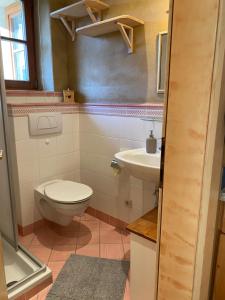 a bathroom with a toilet and a sink at Garconniere am Römerweg in Kitzbühel