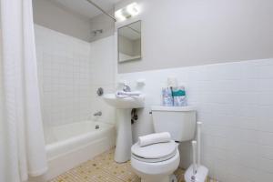 ein weißes Badezimmer mit Toilette und Waschbecken in der Unterkunft Serene Studio with Cozy Atmosphere in Boston