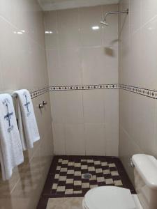 Koupelna v ubytování Hotel Astur