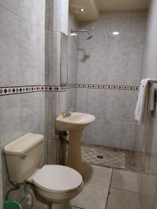 Koupelna v ubytování Hotel Astur