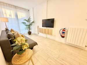 A television and/or entertainment centre at Castro Holidays - Apto D Céntrico Terraza con Garaje Gratis