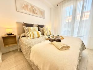 A bed or beds in a room at Castro Holidays - Apto D Céntrico Terraza con Garaje Gratis