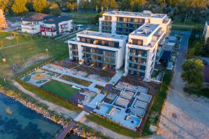 an overhead view of a building in a city at Lakeside Apartment Sunset Resort in Fonyód +4 photos