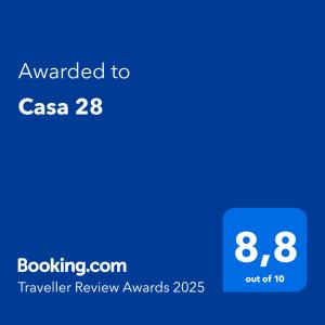 Сертификат, награда, вывеска или другой документ, выставленный в Casa 28