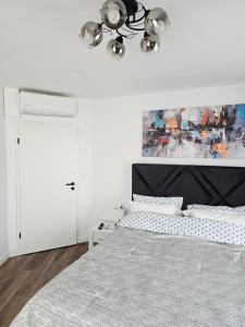 a bedroom with a bed and a painting on the wall at Concept Luxury in Mediaş